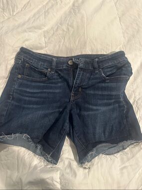 American Eagle Outfitters Dark Indigo Distressed Denim Cutoff Shorts